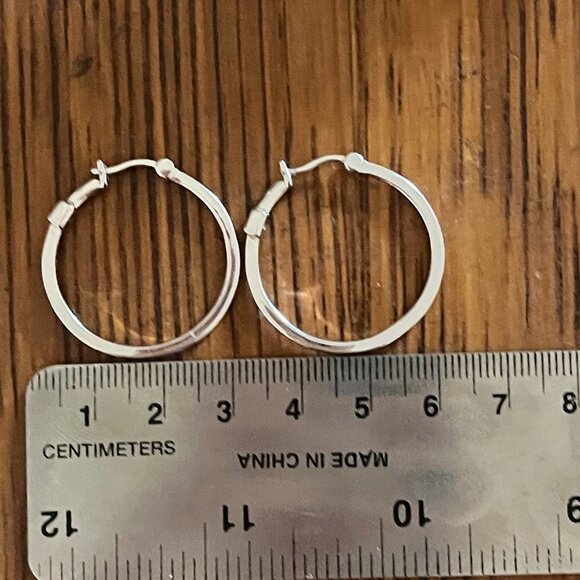 Elle Jewelry Sterling Silver Hoops with inset Ruby - Picture 3 of 4